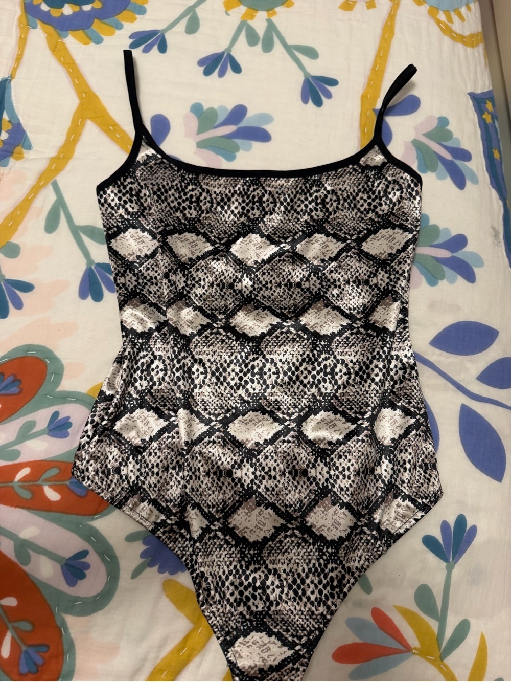 Mossimo Supply Co. Black and White Snake-Print Bodysuit